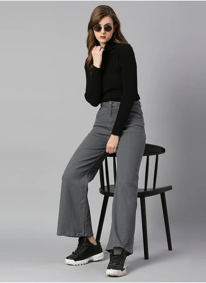 HIGH STAR High Rise Light Wash Wide Leg Jeans by Styli