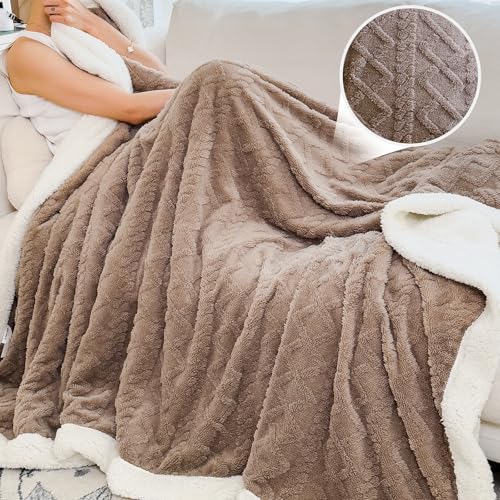 PAJEO Sherpa Blanket for Bed - Fleece Soft Cozy Fuzzy Blankets Thick Warm for Winter and All Seasons(Khaki,Full(80"x90")) - Image 2