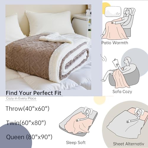 PAJEO Sherpa Blanket for Bed - Fleece Soft Cozy Fuzzy Blankets Thick Warm for Winter and All Seasons(Khaki,Full(80"x90")) - Image 4