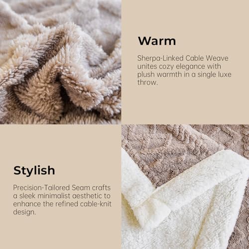 PAJEO Sherpa Blanket for Bed - Fleece Soft Cozy Fuzzy Blankets Thick Warm for Winter and All Seasons(Khaki,Full(80"x90")) - Image 5