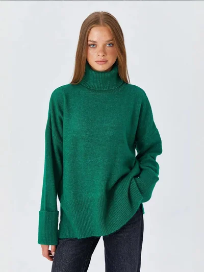 MixRay Mixray Thick Turtleneck Loose Fit Sweater