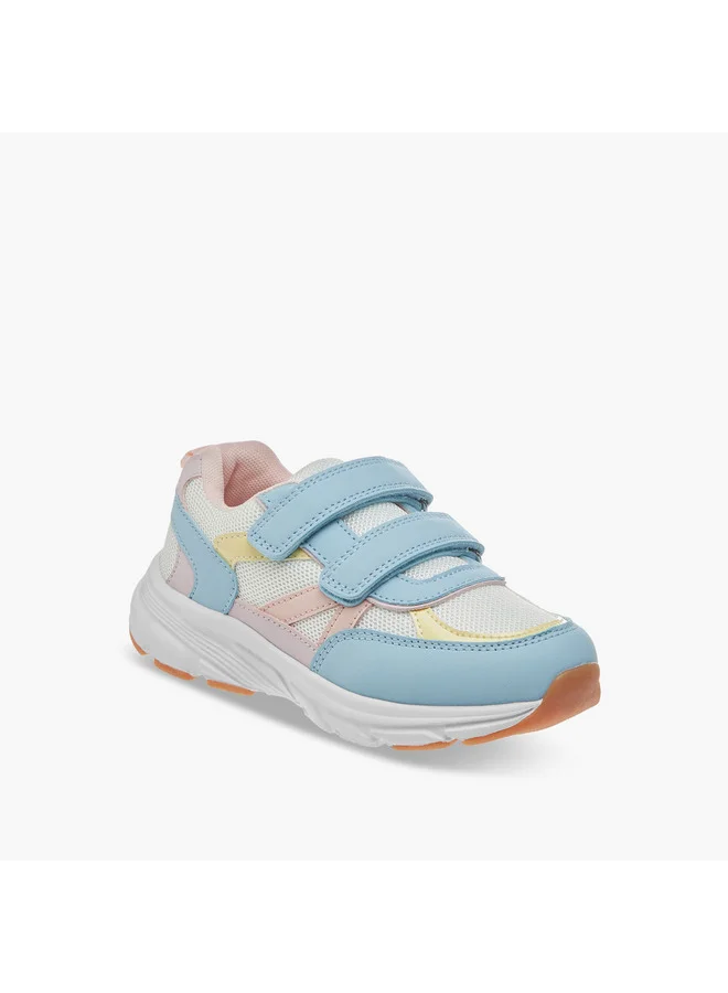 جونيورز Girls Panelled Sneakers with Hook and Loop Closure