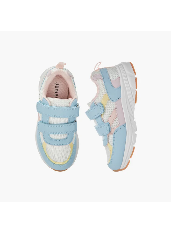 جونيورز Girls Panelled Sneakers with Hook and Loop Closure