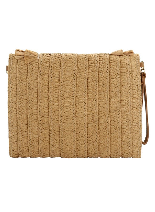 Gets Straw Clutch Straw Clutch Women Handwoven For Summer Beach Envelope Clutch Purse Wallet (Raffia Fringed Khaki) One Size  - Image 4