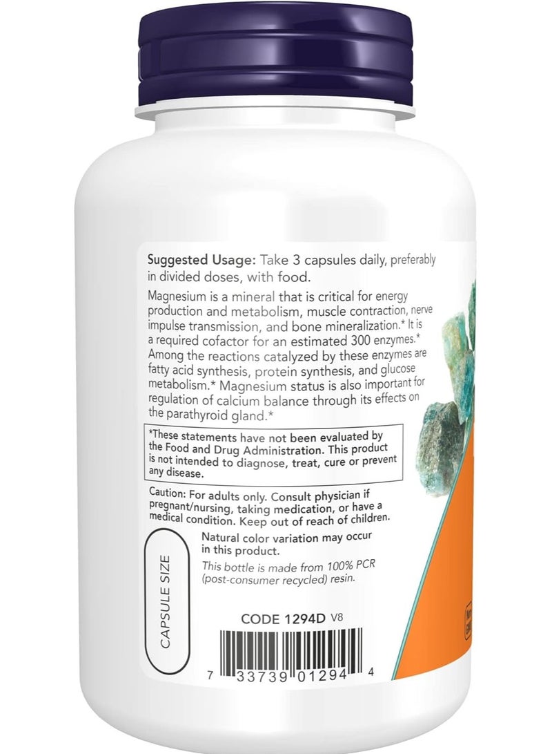 NOW Supplements, Magnesium Citrate, Enzyme Function, Nervous System Support, 120 Veg Capsules - Image 3