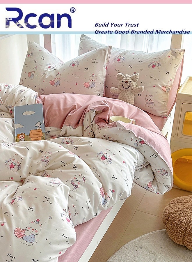 ركان طقم غطاء لحاف مكون من 3 قطع لموسم المدرسة على طراز الكلية مطبوع عليه رسوم متحركة للأطفال غطاء لحاف وأغطية وسائد مجموعة لسرير مفرد للمهاجع وسرير الأطفال للأولاد والبنات 150 × 200 سم / 59 × 78.7 بوصة - Image 3