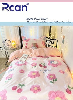 Rcan 3 Piece School Season Duvet Cover Set College Style Cartoon Print  Kids Bedding Quilt Cover Sheet Pillow Covers  Set for Dormitory Single Bed Children's Bed for Boys Girls 150x200cm/ 59x78.7In  - Image 1