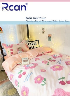Rcan 3 Piece School Season Duvet Cover Set College Style Cartoon Print  Kids Bedding Quilt Cover Sheet Pillow Covers  Set for Dormitory Single Bed Children's Bed for Boys Girls 150x200cm/ 59x78.7In  - Image 2