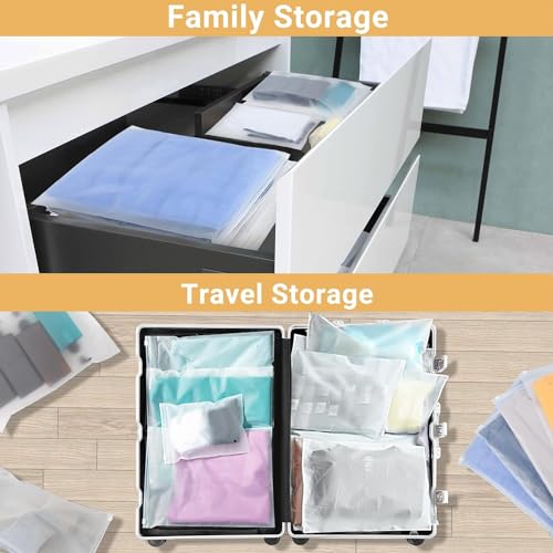 Svaldo 50 Pack 14"x16" Frosted Poly Plastic Bags Ziplock, Zipper Packaging Bags for Clothing, T-Shirts, Clothes Storage, Garment Packaging, Shipping, Mailing, Travel, Closet Organizer, 3 Mil Thick - Image 4