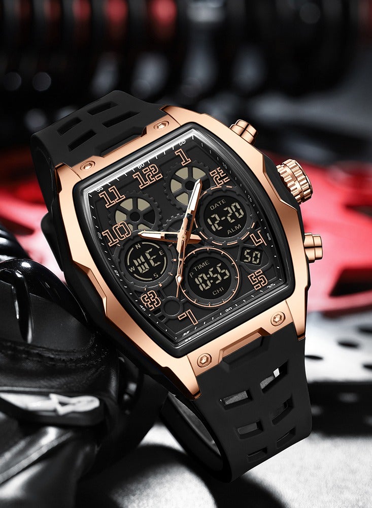 ساندا ساعة إلكترونية رجالية رياضية متعددة الوظائف مقاومة للماء مزودة بإضاءة ليلية - Image 2