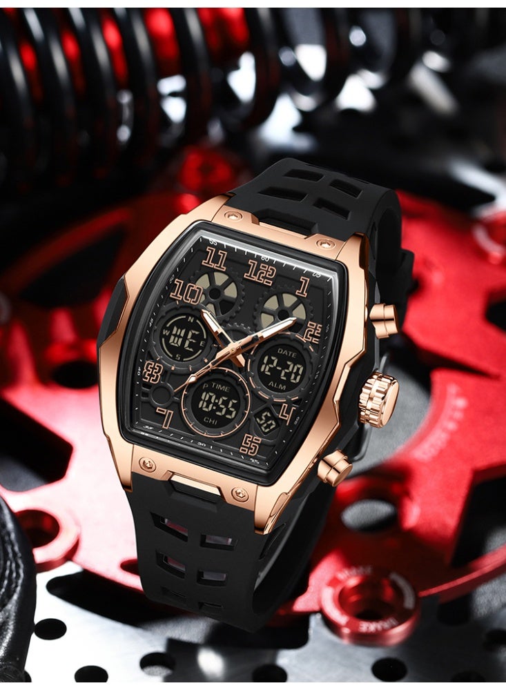 ساندا ساعة إلكترونية رجالية رياضية متعددة الوظائف مقاومة للماء مزودة بإضاءة ليلية - Image 3