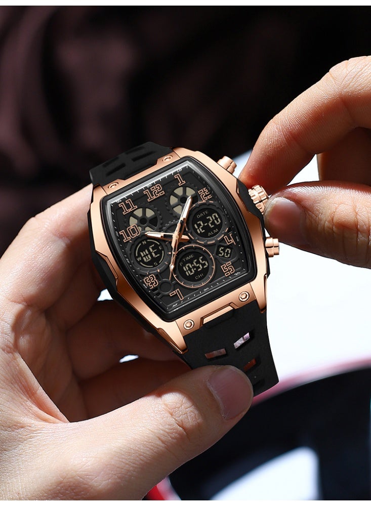 ساندا ساعة إلكترونية رجالية رياضية متعددة الوظائف مقاومة للماء مزودة بإضاءة ليلية - Image 4
