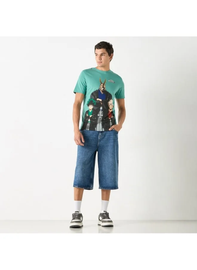 SP Characters My Hero Academia Print T-shirt with Crew Neck and Short Sleeves