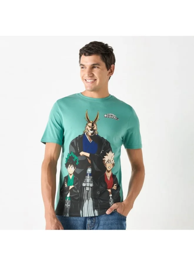 SP Characters My Hero Academia Print T-shirt with Crew Neck and Short Sleeves