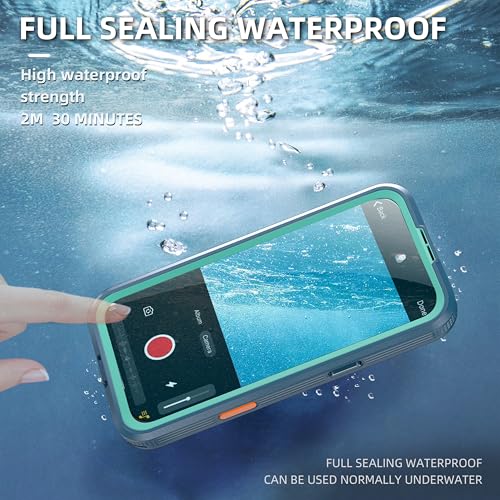 Omio Designed for iPhone 16 Waterproof Case Compatible with MagSafe, Magnetic Waterproof Full Body IP68 Underwater Case Built-in Screen Protector Military Grade Shockproof Case for Men Women Teal - Image 2
