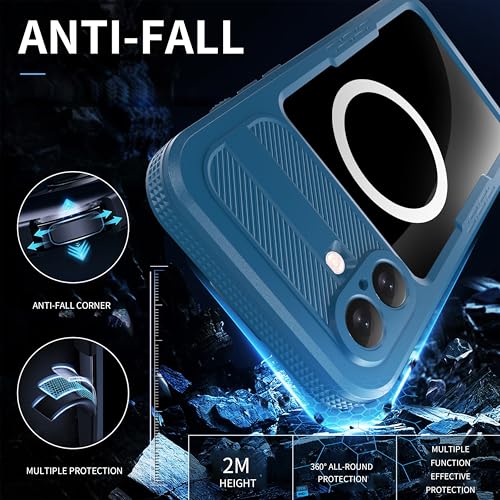 Omio Designed for iPhone 16 Waterproof Case Compatible with MagSafe, Magnetic Waterproof Full Body IP68 Underwater Case Built-in Screen Protector Military Grade Shockproof Case for Men Women Teal - Image 3