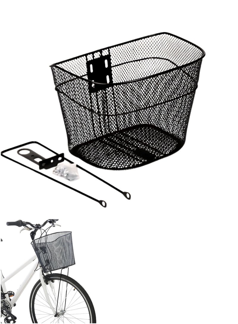 Bicycle Front Basket, Metal Wire, Black - Image 1