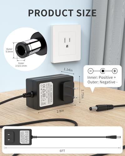 LitStar 9V 2A AC Adapter, 6ft Cord, 5.5mm x 2.1mm & 2.5mm Barrel Jack, 100V-240V Input, 9V 2A Output, Advanced Safety Protections, Compatible with Routers, LED Strip Lights, Speakers & More - Image 4