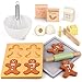 Pillowhale Wooden Gingerbread Cookie Baking Set 18 Pcs Pretend Play Kitchen Toy with Whisk Bowl Tray Rolling Pin  Expressive Cookies Pretend Play Baking Set Montessori Gift for Kids Ages 3 - Image 2