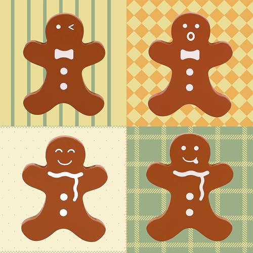 Pillowhale Wooden Gingerbread Cookie Baking Set 18 Pcs Pretend Play Kitchen Toy with Whisk Bowl Tray Rolling Pin  Expressive Cookies Pretend Play Baking Set Montessori Gift for Kids Ages 3 - Image 5