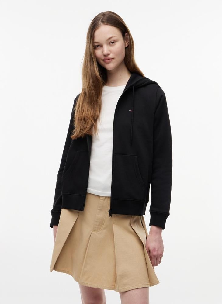 TOMMY JEANS Zip-Thru Brushed Fleece Drawstring Hoody - Image 1