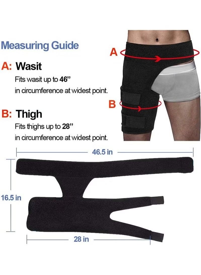 Men's and Women's Adjustable Hip Groin Stabilizer and Hip Brace for Sciatica Relief, Thigh Compression Support Wrap for Hip Pain, Quad Hamstring Joint Recovery (Lined Red)