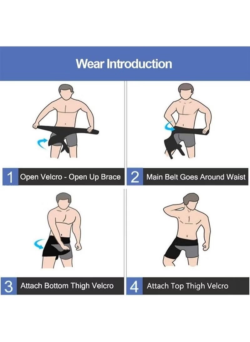Men's and Women's Adjustable Hip Groin Stabilizer and Hip Brace for Sciatica Relief, Thigh Compression Support Wrap for Hip Pain, Quad Hamstring Joint Recovery (Lined Red)