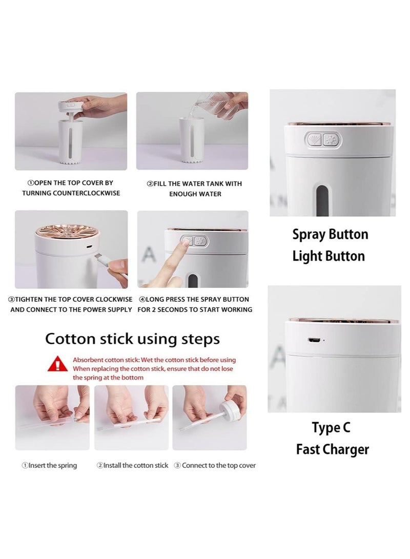 300ml Colorful Ambient Light Air Humidifier and Aroma Diffuser Humidifier for Desktop, Home, Car  - Image 4