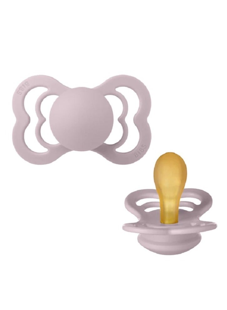 Baby BIBS Baby Latex Symmetrical Pacifier Size 2 Baby 6-18 Months Set of 2 Lilac/lotus color  - Image 3