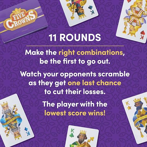 PlayMonster Five Crowns Travel Case Bundle, Cards, Scorecard Included – Card Game for Kids and Adults, Family Game Night, The Game isn’t Over Until the Kings Go Wild!, 5 Suited Rummy Style Card Game, Ages 8+ - Image 4