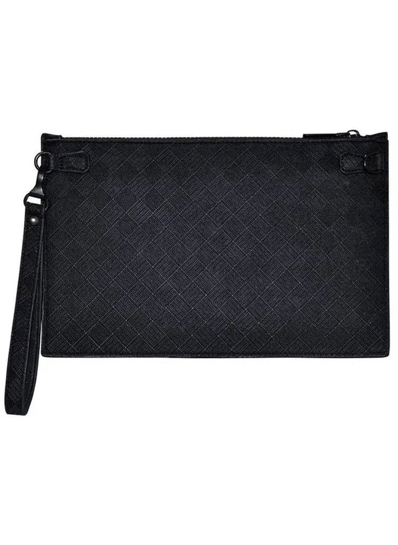 LEVELO - Elysian Leather Sleeve Bag / Special Feature Sided Wrist Strap Holder / Design Leather Finish / Polyester Interior Finish 150D - Black - Image 1