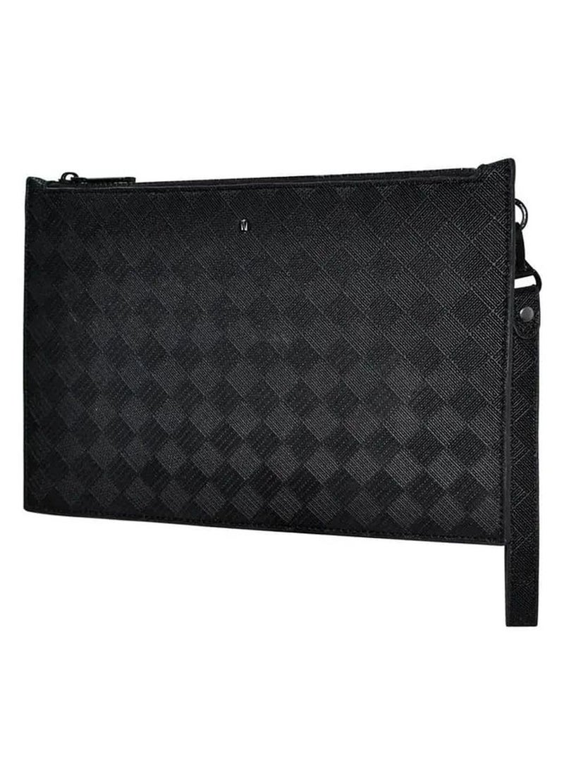 LEVELO - Elysian Leather Sleeve Bag / Special Feature Sided Wrist Strap Holder / Design Leather Finish / Polyester Interior Finish 150D - Black - Image 1