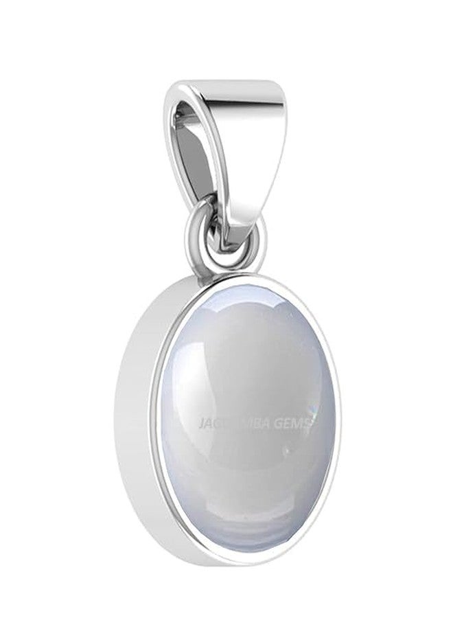 Kirti Sales 14.25 Ratti Chandramani Stone Precious Pendant Silver Plated Moonstone Crystal Stone Pendant for Unisex - Image 2