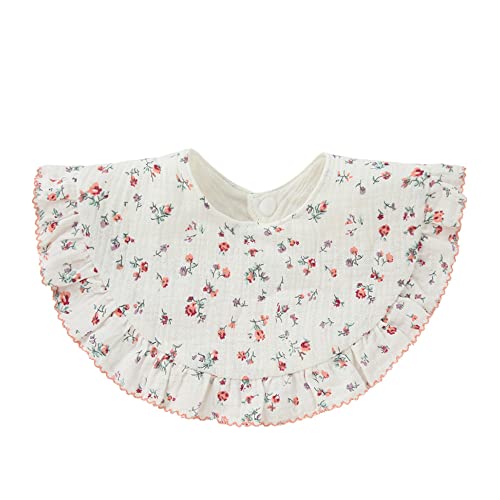Nishine 4 pcs Unisex Baby Muslin Bandana Drool Bibs 360 Degree Rotatable Cotton Teething Feeding Drooling Bibs for Boy Girl (flower set) - Image 3