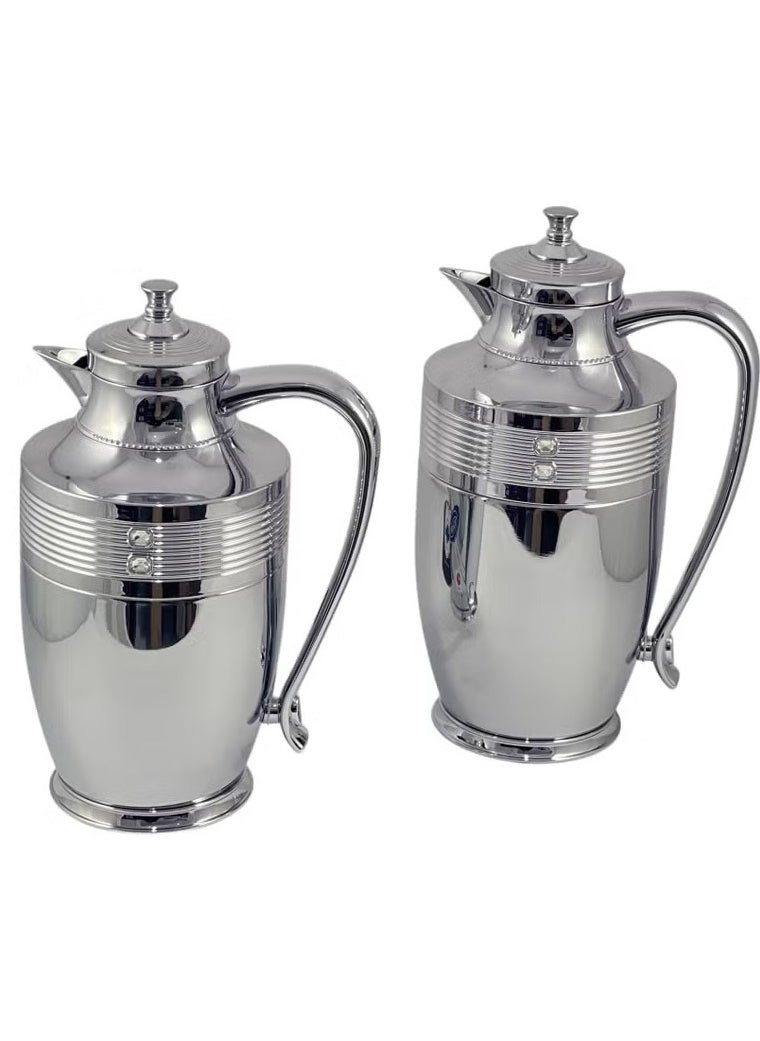 Homemaker Premium Quality 2-Piece Flask Set (0.75L & 1L) – Elegant Silver Finish, Durable Stainless Steel Construction 