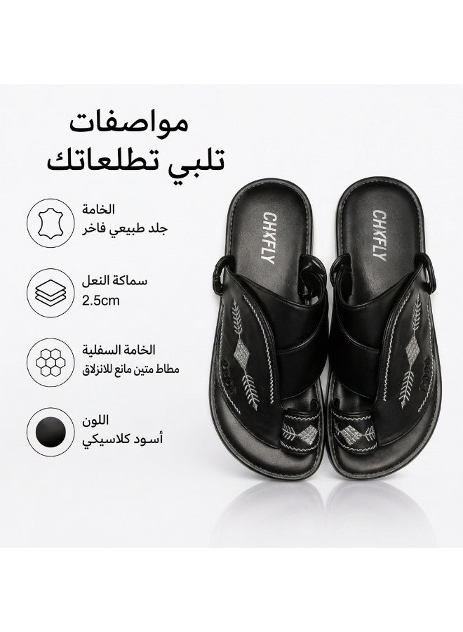 حذاء شباب جلدي انزلاق نعل سميك 2.5 سم مضاد للانزلاق مناسبة للمنزل والاستخدام اليومي علامة CHXFLY - Image 3
