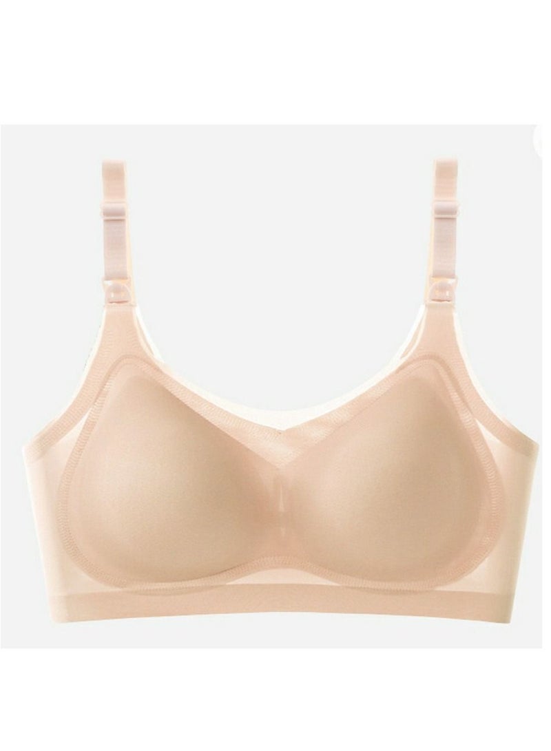 Loquat Solid Color Thin Cup Nursing Bra Pregnancy Underwear Beige 