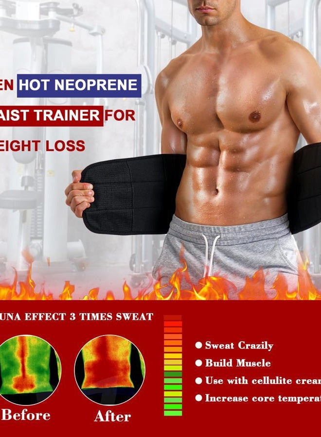 MOLUTAN Men Waist Trainer Trimmer for Tummy Control Compression Shapewear Body Shaper Sweat Belt XX-Large Black - Image 2