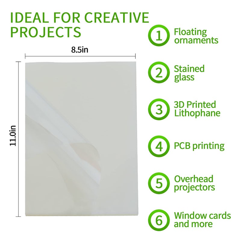 UOKHO 60 Sheets Transparency-Film Paper Clear for Overhead Projector, Transparencies Printing Transparent Film for Ink Jet Printers Printing Film High Definition - 8.5 x 11 Inches - Image 3