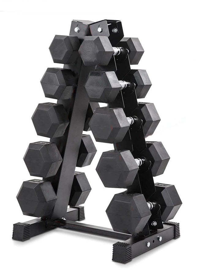 Fitness World 5-level dumbbell weight holder rack, black color  - Image 1