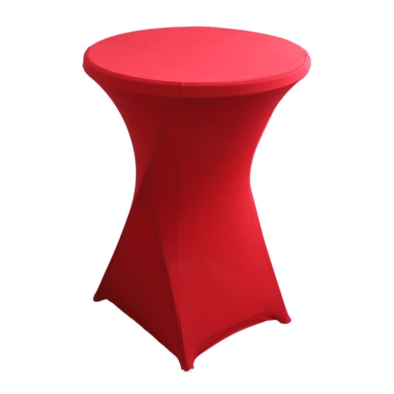 iEventStar 30 inches 32 Highboy Cocktail Round Stretch Spandex Fitted Table Cover High Top Square Corners Tablecloth 30 32 Dia x 43 Red