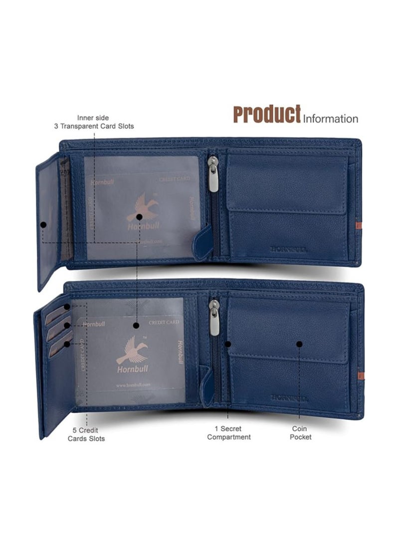 HORNBULL HORNBULL Denial Navy Leather Wallet for Men | Leather Mens Wallet with RFID Blocking | Wallets Men Genuine Leather  - Image 2