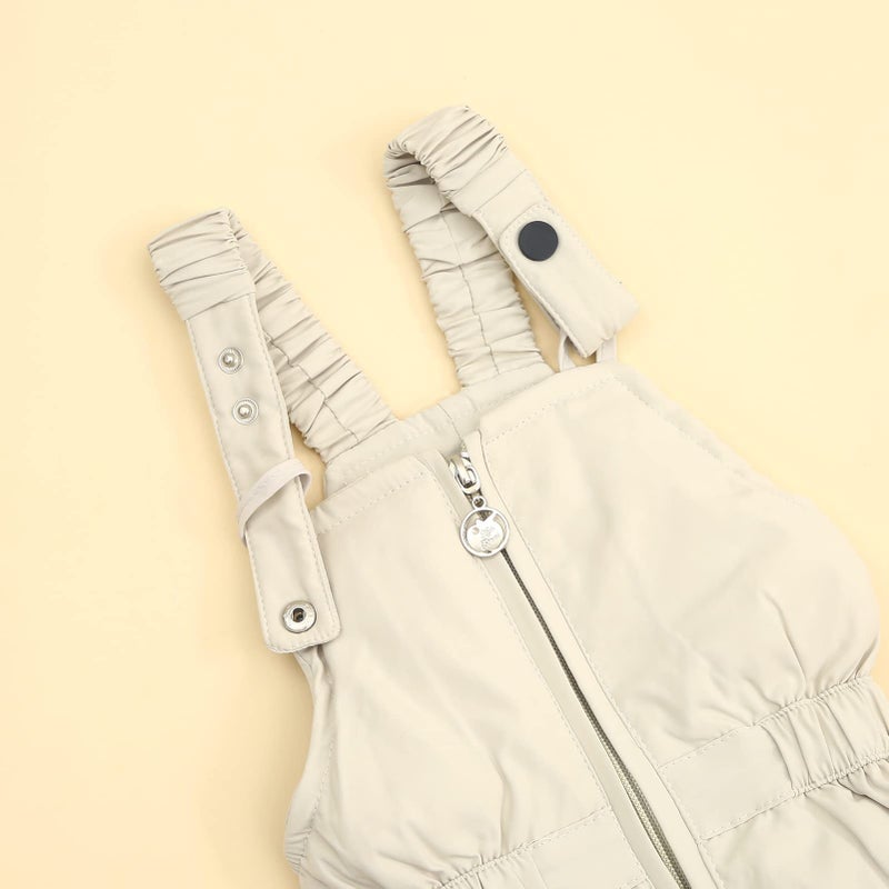 YALLET Baby Girls Boys Snowsuit, Infant Winter Clothes Toddler Kids Winter Warm Hooded Down Jacket Coat + Ski Bib Pants Off-White - Image 2