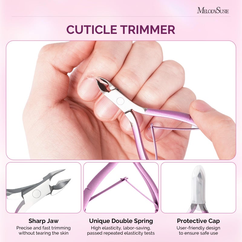 Melodysusie Acrylic Nail Clippers 4 in 1 Set, Adjustable Stainless Steel Nail Clippers for Acrylic Nails Tips, Professional Cuticle Nipper Cutter Cuticle Pusher Remover, Pink - Image 3