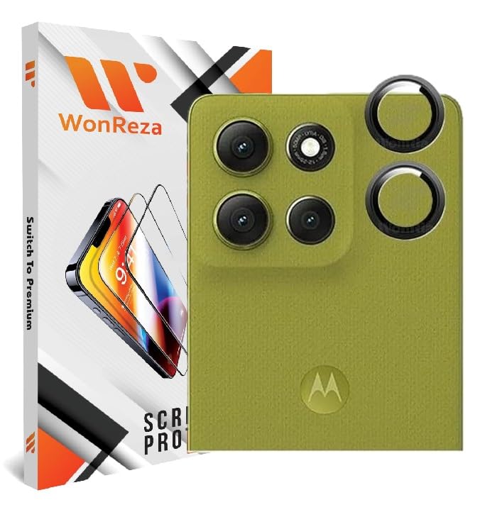 WonReza ® حزمة 2 - حلقة حماية عدسة الكاميرا لهاتف موتورولا G86 باور 5G، حلقات زجاج مقسى من الألمنيوم، إطار معدني فائق الوضوح - أسود - Image 1