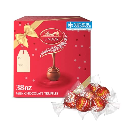 Lindt LINDOR Milk Chocolate Truffles 90 Count Gift Box Chocolate Candy with Smooth Melting Truffle Center 38 oz Box - Image 1