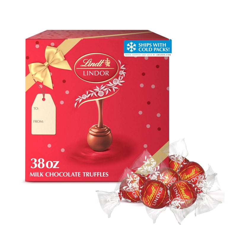 Lindt LINDOR Milk Chocolate Truffles 90 Count Gift Box Chocolate Candy with Smooth Melting Truffle Center 38 oz Box - Image 3