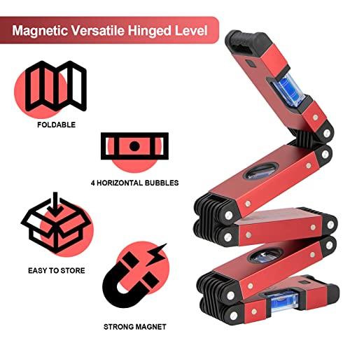 LARMEIL Folding Level, 5 Sections Foldable Measuring Tool for Various Corners Stairs, Accurate Multi-Angle Measurement Magnetic Aluminum Alloy Portable Level (28inch) - Image 3