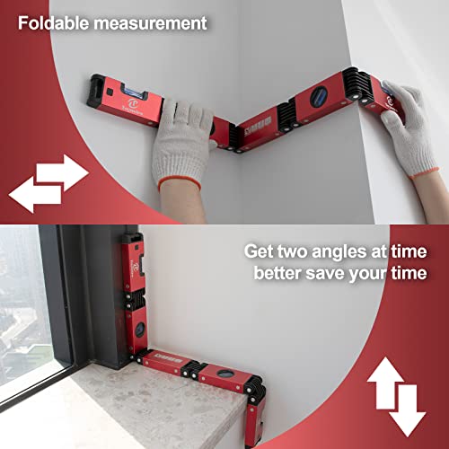 LARMEIL Folding Level, 5 Sections Foldable Measuring Tool for Various Corners Stairs, Accurate Multi-Angle Measurement Magnetic Aluminum Alloy Portable Level (28inch) - Image 5