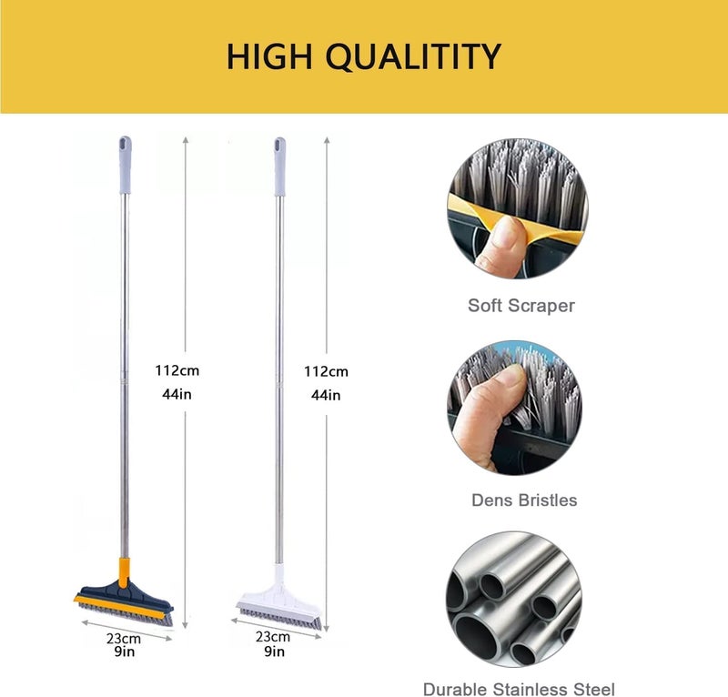 ONERIOUS Bathroom Cleaning Brush with Wiper Upgraded 2 in 1 Toilet Brush Bathroom Brush with Long Handle 180° Rotate Bathroom Floor Cleaning Brush Bathroom Cleaning Accessories (2 in 1 Tile Brush) - Image 3